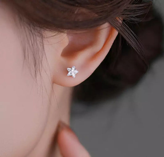 925 Sterling Silver Crystal Star Stud Earrings