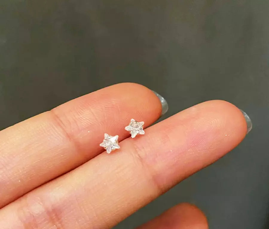 925 Sterling Silver Crystal Star Stud Earrings
