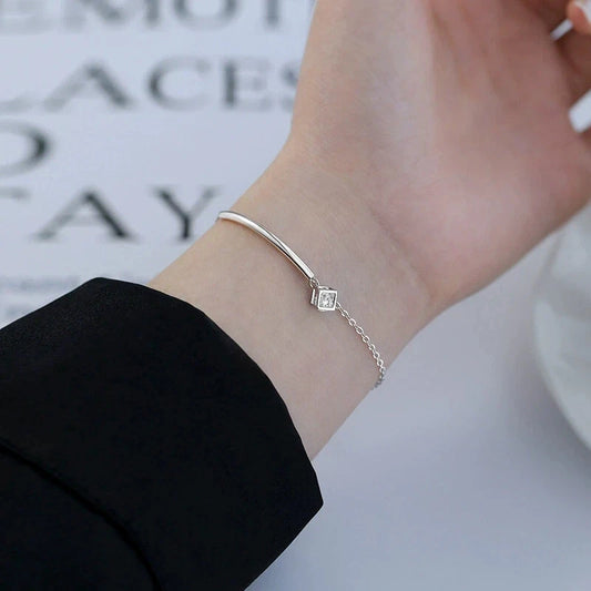 925 Sterling Silver Minimalist Cube Chain Bracelet for Women & Girls – Dainty Gift Jewelry for Mother’s Day, Birthdays & Special Occasions