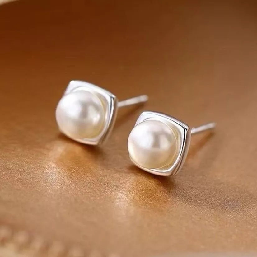 925 Sterling Silver Pearl Stud Earrings for Women & Girls – 7mm Elegant Jewelry Gift