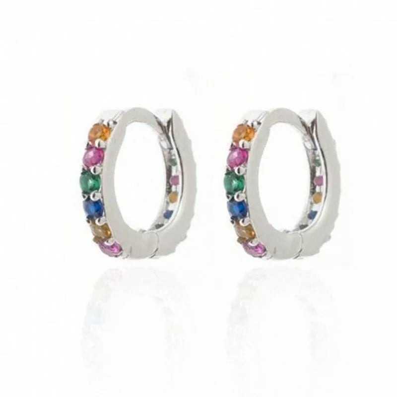 925 Sterling Silver Plated Crystal Huggie Hoop Earrings | Women’s Jewellery Gift for All Occasions