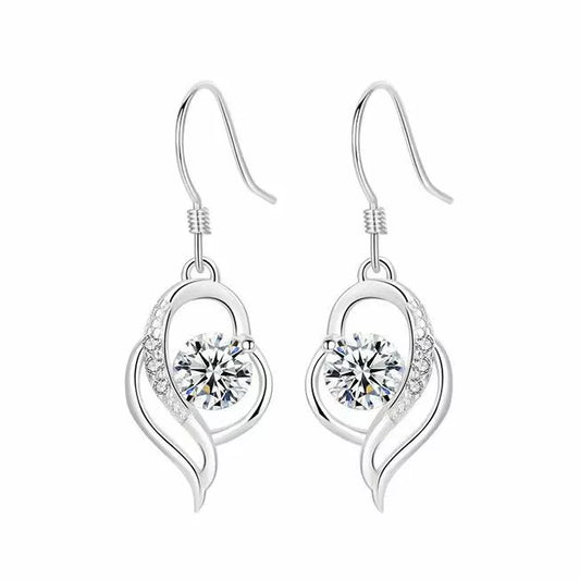 925 Sterling Silver Swirl Stone Pendant Necklace and Stud Earrings Set