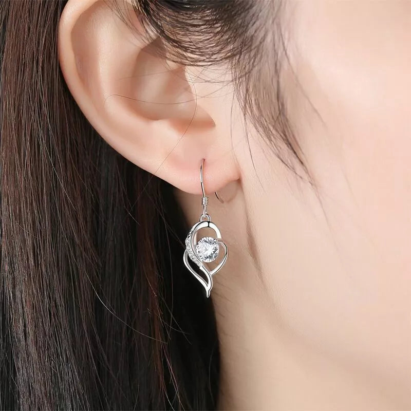 925 Sterling Silver Swirl Stone Pendant Necklace and Stud Earrings Set