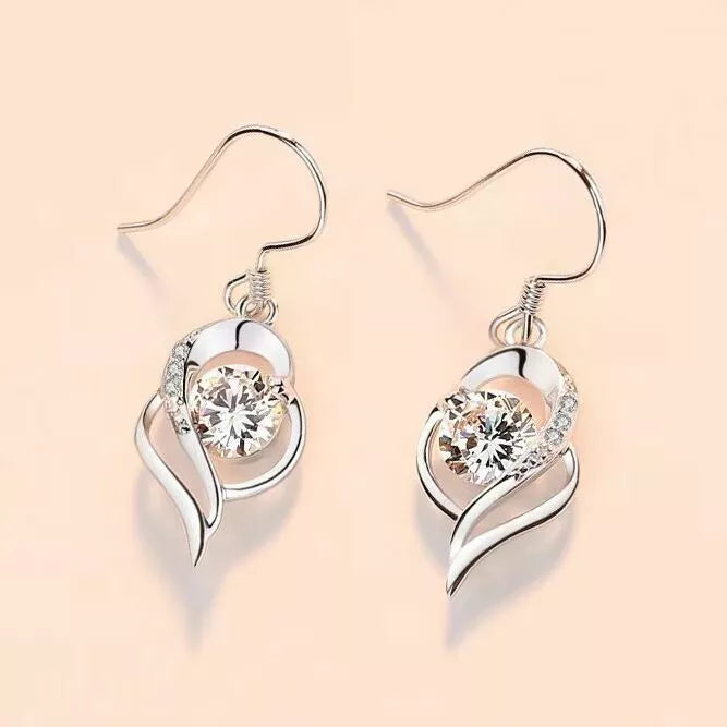 925 Sterling Silver Swirl Stone Pendant Necklace and Stud Earrings Set