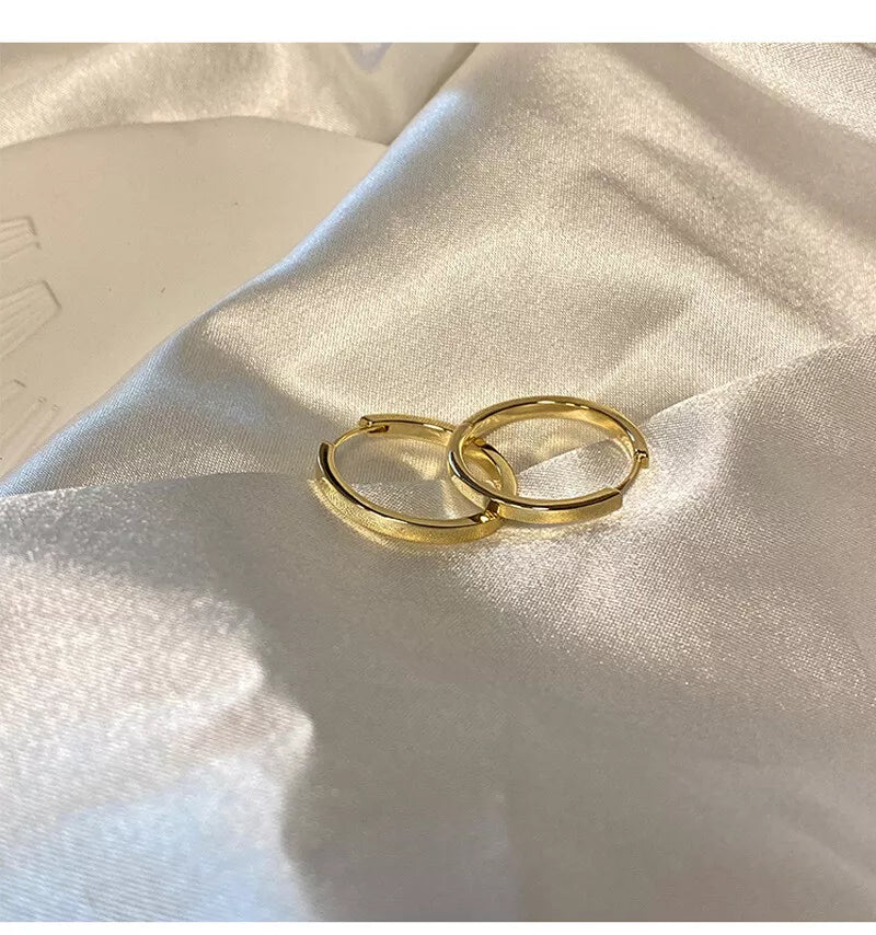 925 Sterling Silver 16mm Hoop Sleeper Earrings | Simple Hinged Hoop Circle Rings