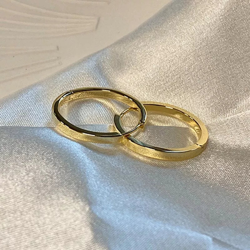 925 Sterling Silver 16mm Hoop Sleeper Earrings | Simple Hinged Hoop Circle Rings