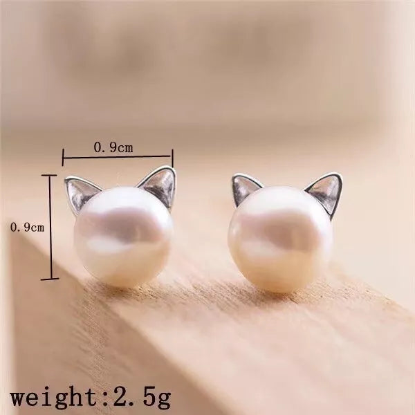 cat pearl earrings .9cm