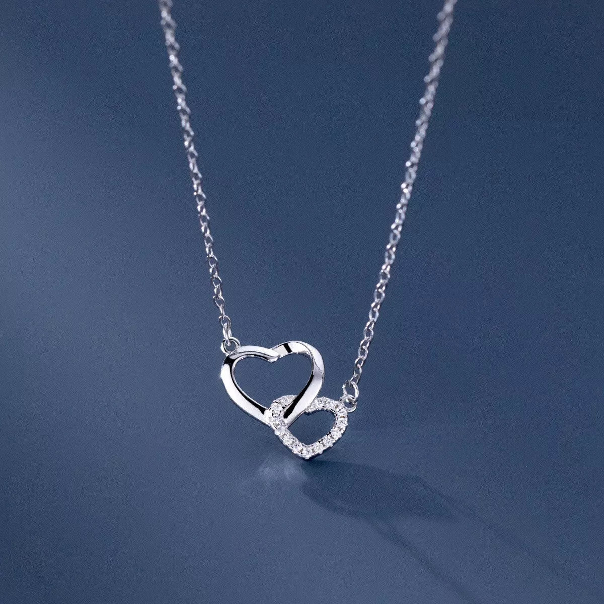 925 Sterling Silver Crystal Heart Pendant Necklace