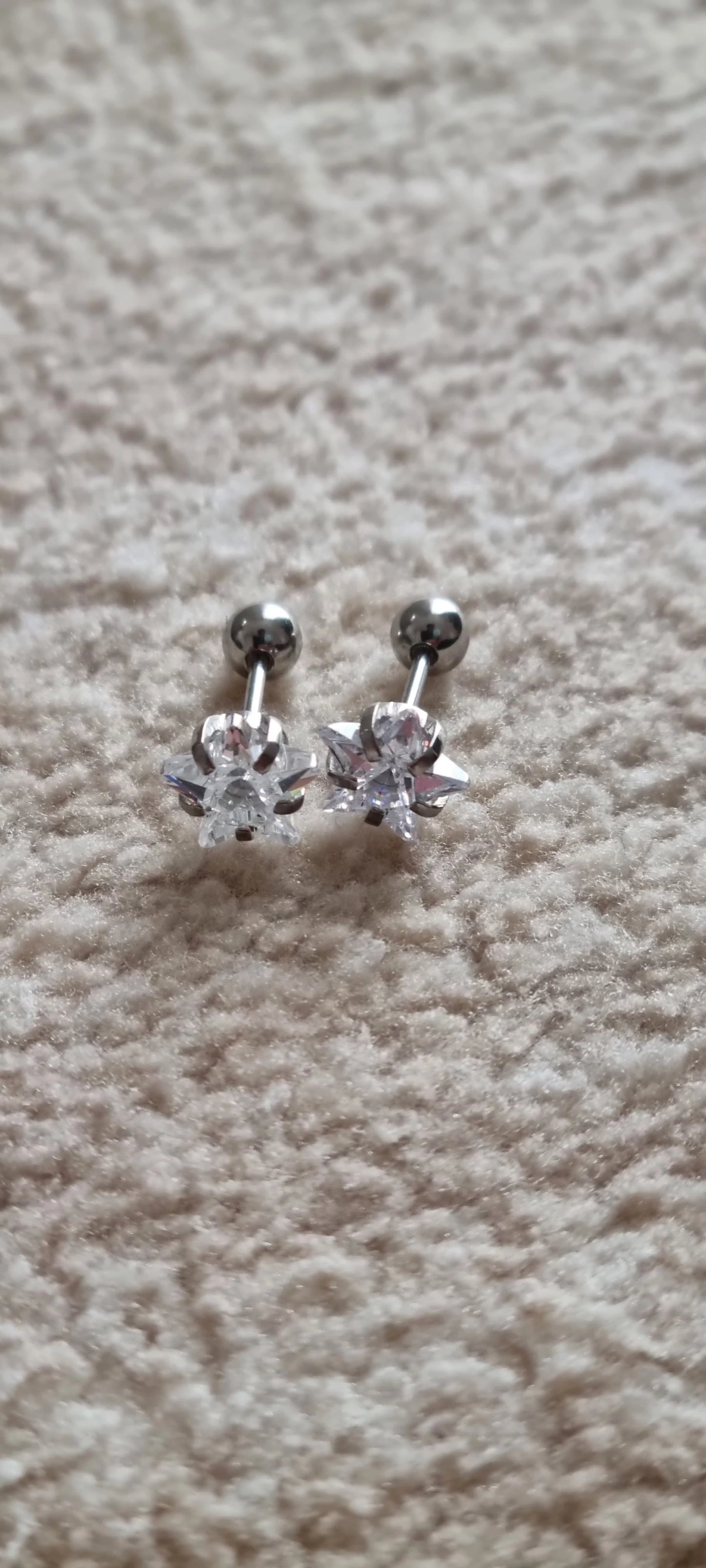 925 Sterling Silver Crystal Star Stud Earrings