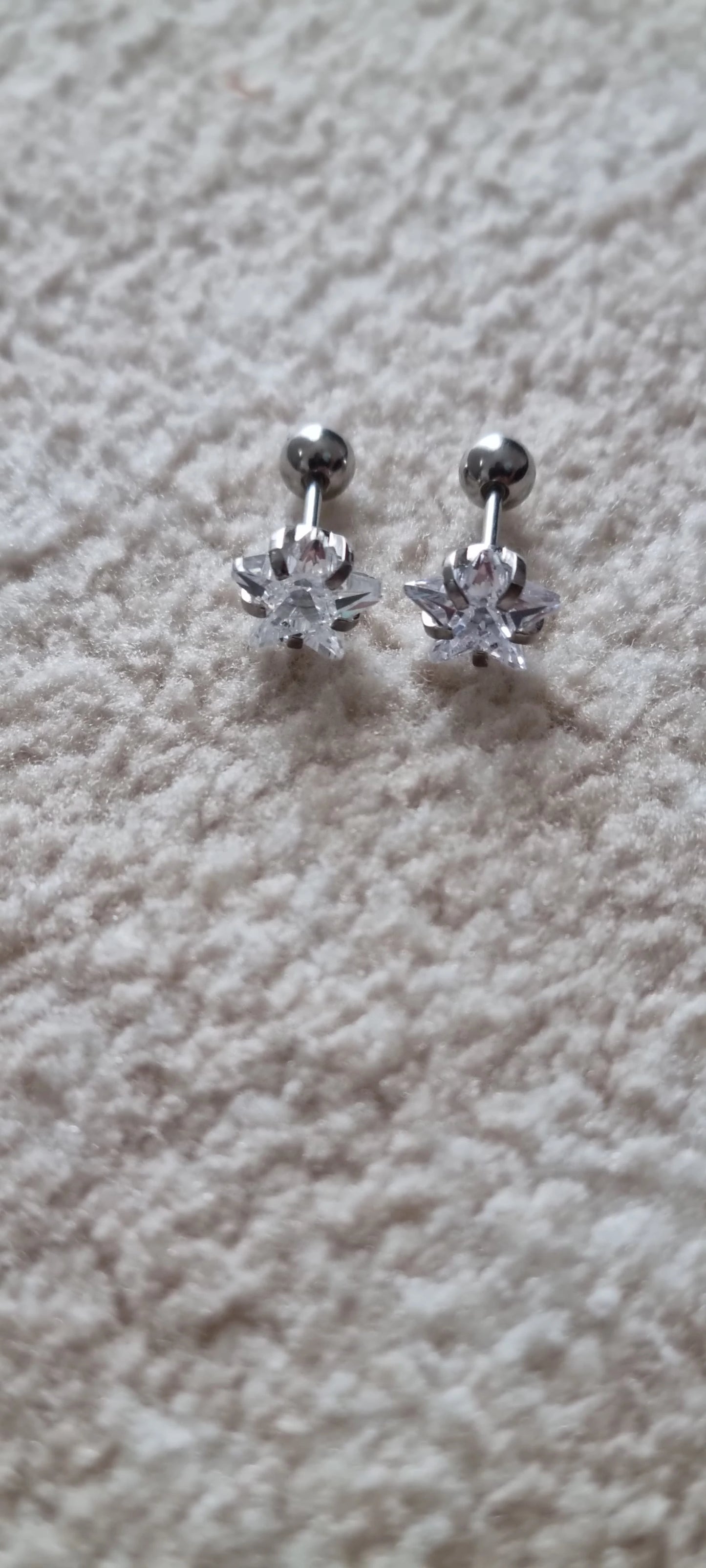 925 Sterling Silver Crystal Star Stud Earrings