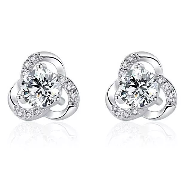 925 Sterling Silver Crystal Swirl Stud Earrings