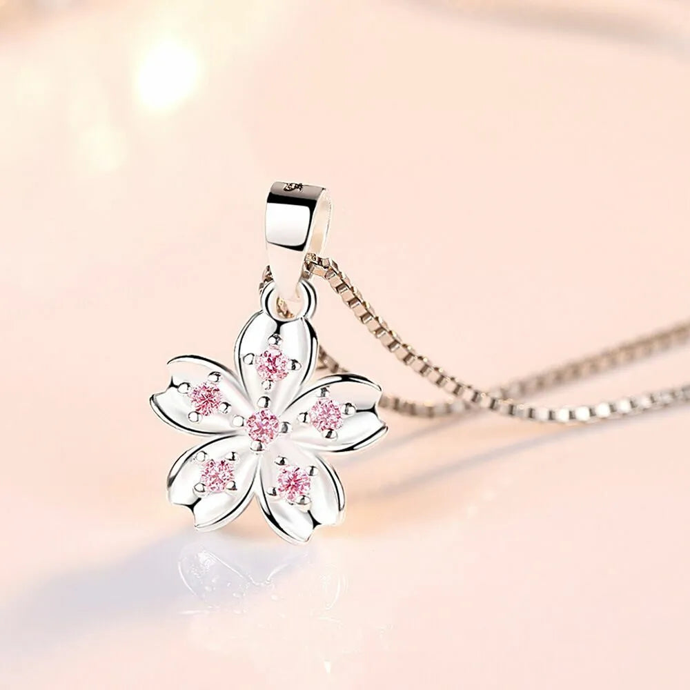 925 Sterling Silver Flower Pendant Necklace – Elegant Jewelry Gift for Women