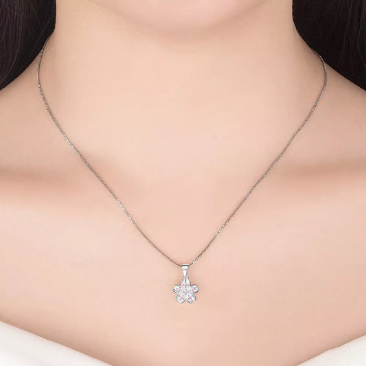 925 Sterling Silver Flower Pendant Necklace – Elegant Jewelry Gift for Women