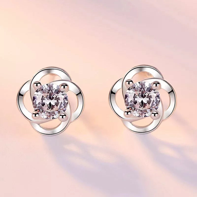 Elegant Flower Crystal Stud Earrings