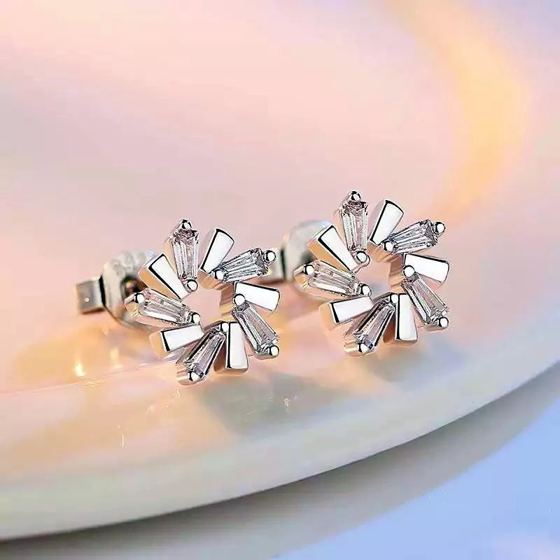 925 Sterling Silver Full Stone Swirl Stud Earrings