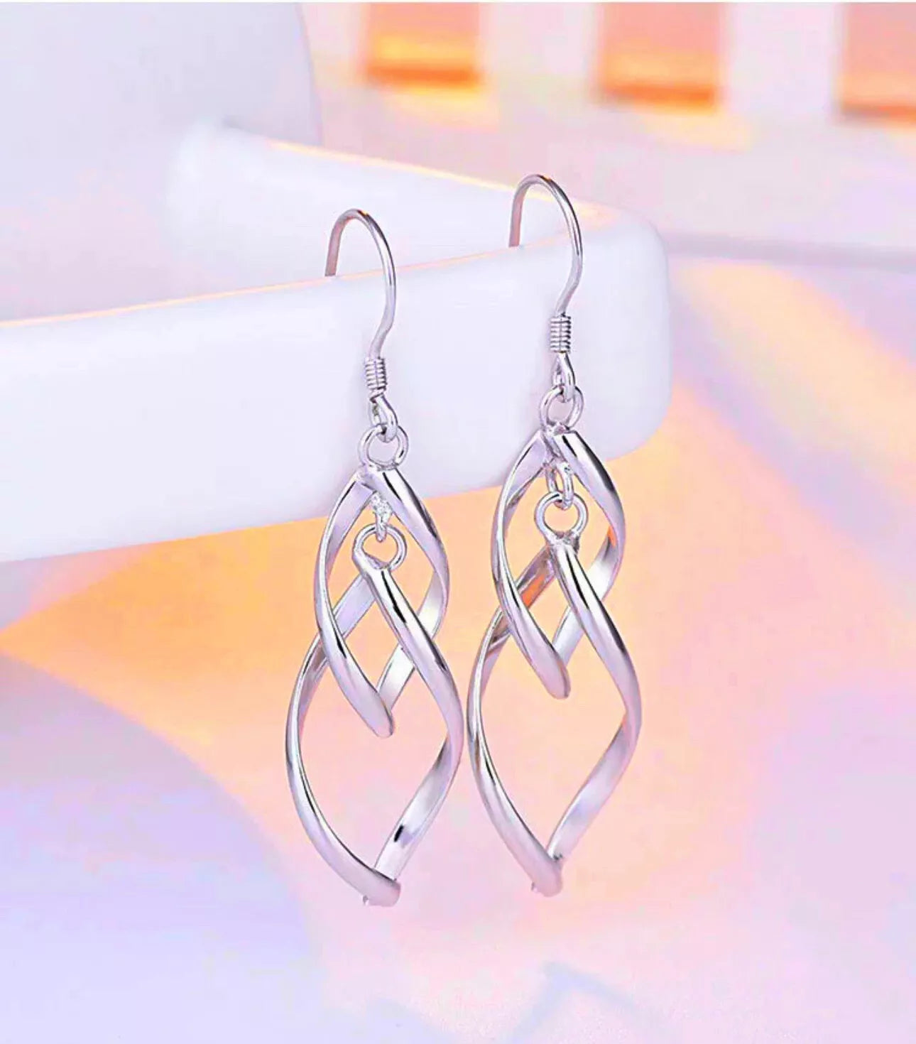 925 Sterling Silver Double Leaf Drop Earrings for Women – Long Dangle Hook Jewelry Gift