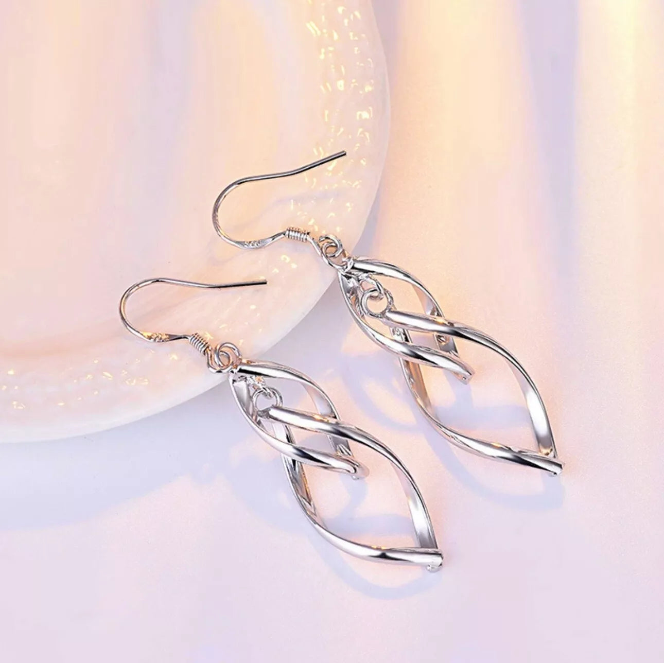 925 Sterling Silver Double Leaf Drop Earrings for Women – Long Dangle Hook Jewelry Gift