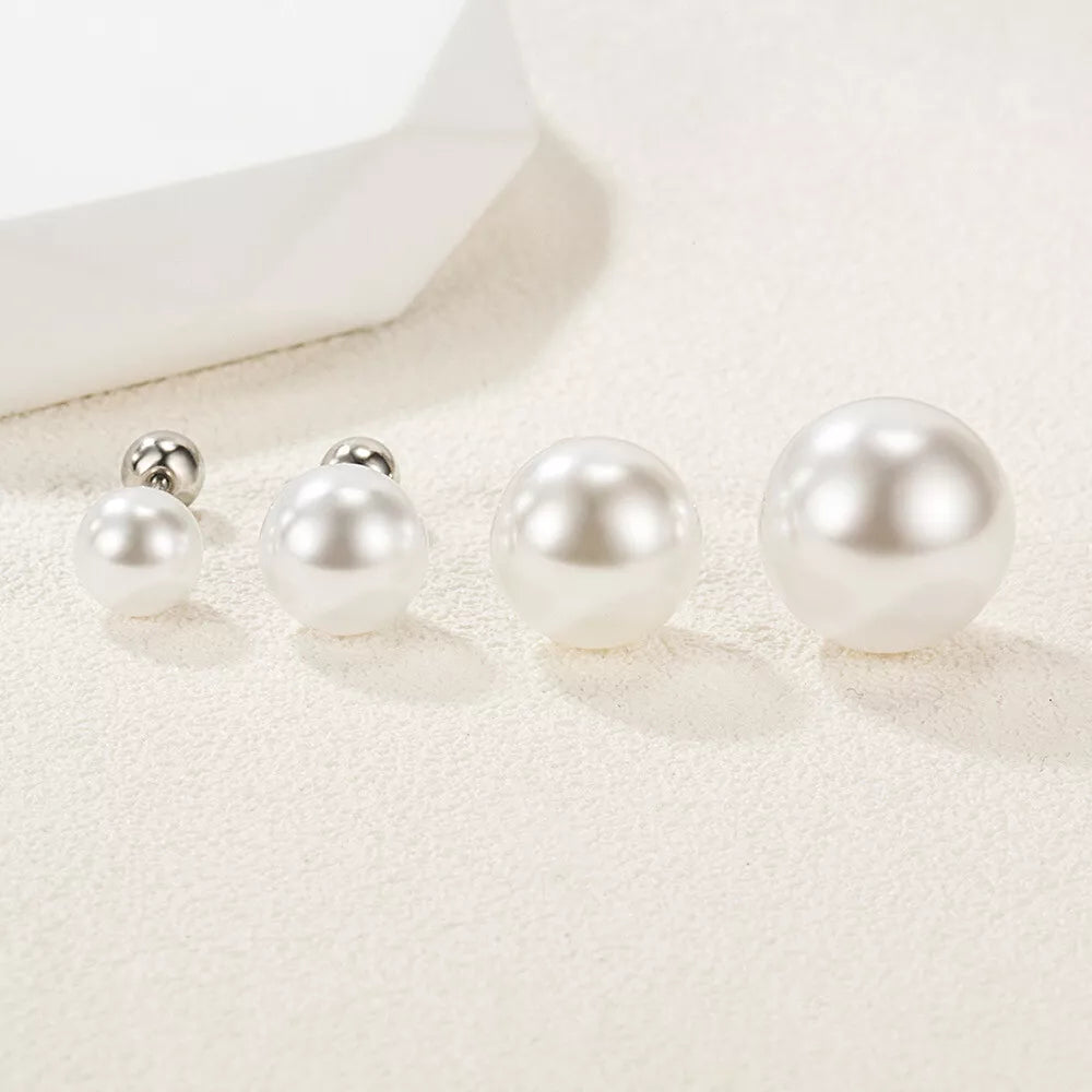 925 Sterling Silver Pearl Stud Earrings for Women