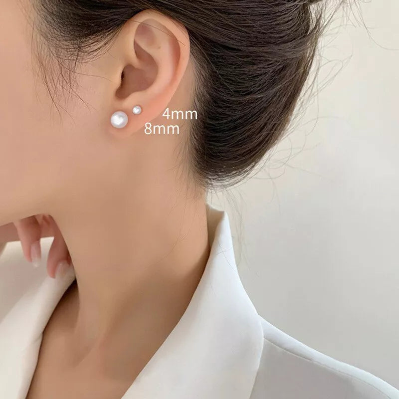 925 Sterling Silver Pearl Stud Earrings for Women