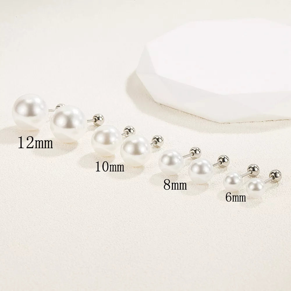 925 Sterling Silver Pearl Stud Earrings for Women