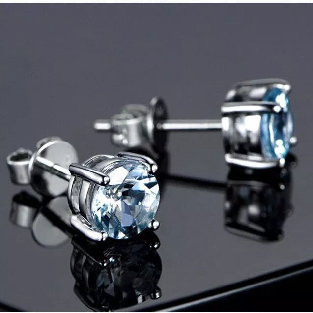 925 Sterling Silver Cubic Zirconia Stud Earrings for Women – 6mm Round, Hallmarked, Gift-Ready Pouch