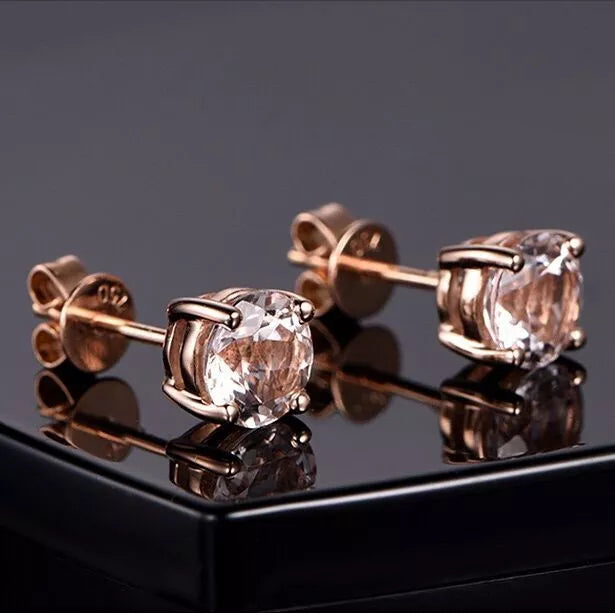 925 Sterling Silver Cubic Zirconia Stud Earrings for Women – 6mm Round, Hallmarked, Gift-Ready Pouch