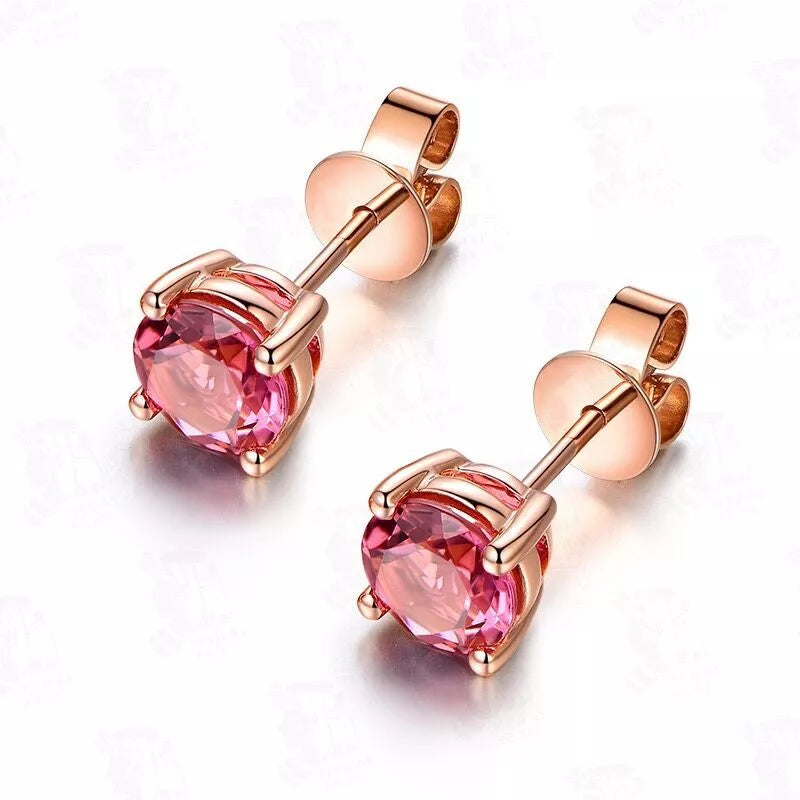 925 Sterling Silver Cubic Zirconia Stud Earrings for Women – 6mm Round, Hallmarked, Gift-Ready Pouch
