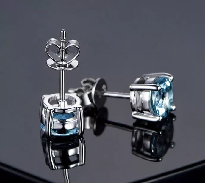 925 Sterling Silver Cubic Zirconia Stud Earrings for Women – 6mm Round, Hallmarked, Gift-Ready Pouch