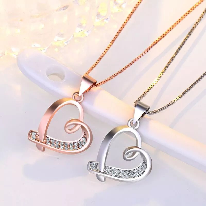 925 Sterling Silver Heart Pendant Necklace – Crystal Jewellery Gift for Women & Girls Hallmarked UK Design