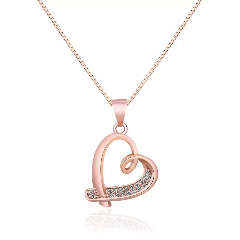 925 Sterling Silver Heart Pendant Necklace – Crystal Jewellery Gift for Women & Girls Hallmarked UK Design