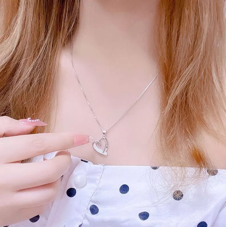 925 Sterling Silver Heart Pendant Necklace – Crystal Jewellery Gift for Women & Girls Hallmarked UK Design