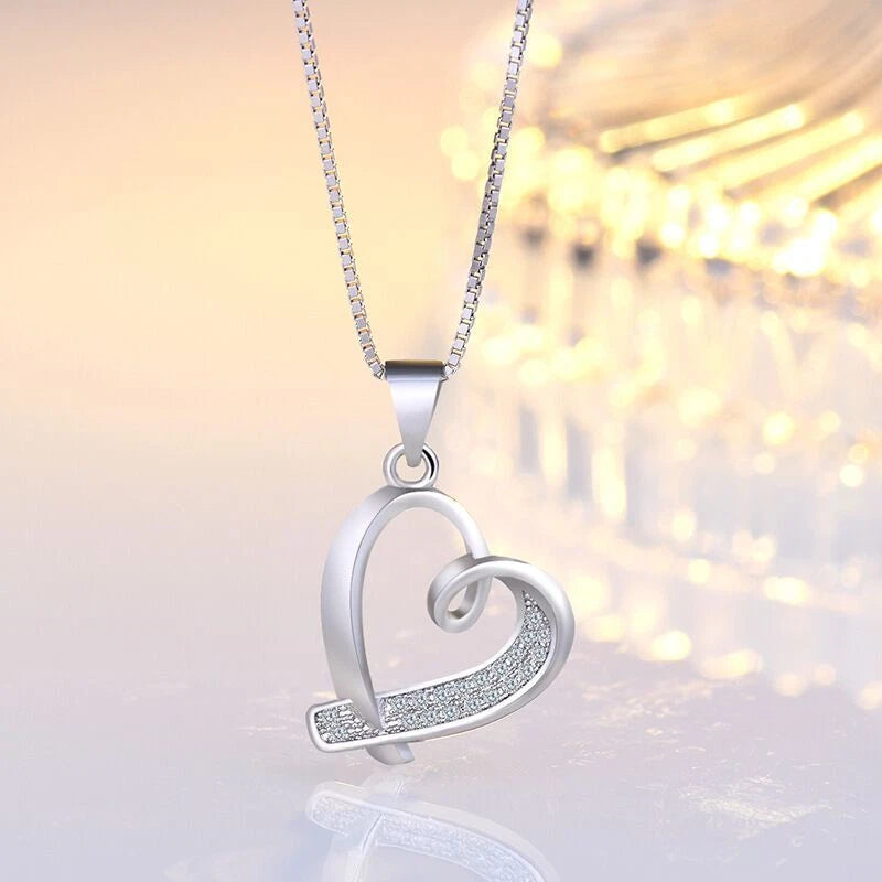 925 Sterling Silver Heart Pendant Necklace – Crystal Jewellery Gift for Women & Girls Hallmarked UK Design
