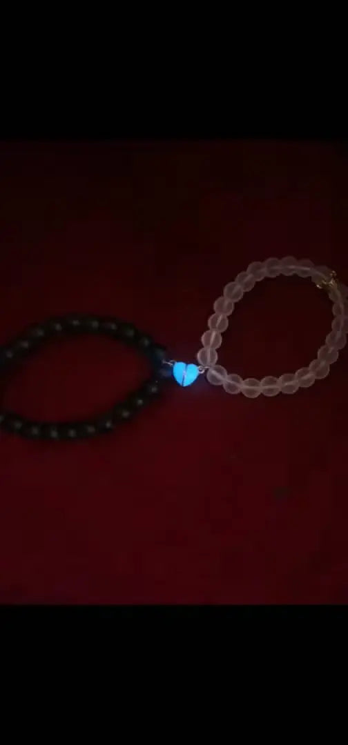 Glowing Heart Luminous Magnetic Long Distance Bracelet for Couples