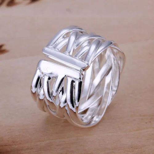 Adjustable Weave Finger Rings | Chunky Silver Ring | Silver Big Knot Thumb Ring For Women Chunky Weaved Ring