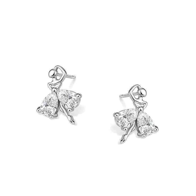 Ballet Stud Earrings – 925 Sterling Silver Dainty 8mm Jewellery Gift for Women UK Seller