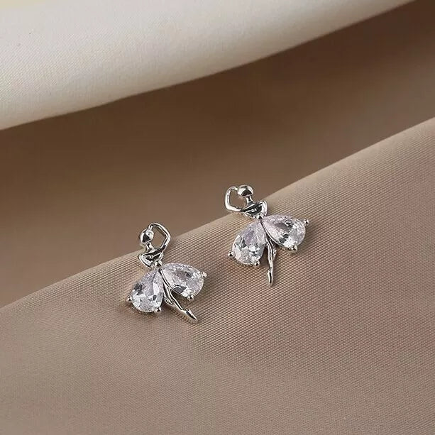 Ballet Stud Earrings – 925 Sterling Silver Dainty 8mm Jewellery Gift for Women UK Seller