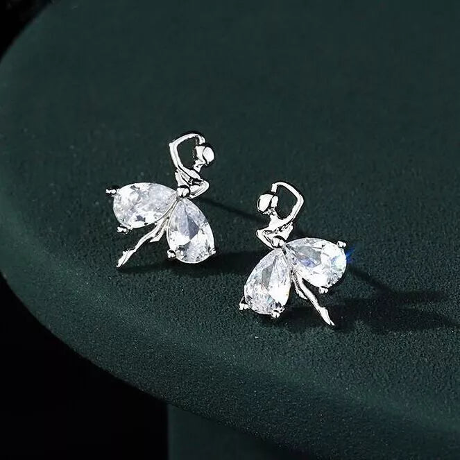 Ballet Stud Earrings – 925 Sterling Silver Dainty 8mm Jewellery Gift for Women UK Seller