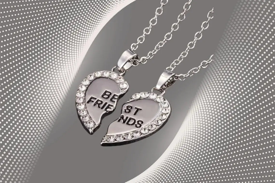 Best Friends Forever Pendant Necklace | Broken Heart BFF Friendship Best Friends Matching Necklace for 2