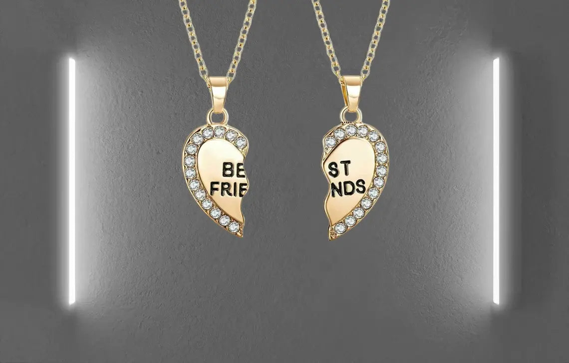 Best Friends Forever Pendant Necklace | Broken Heart BFF Friendship Best Friends Matching Necklace for 2