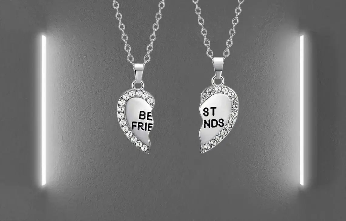 Best Friends Forever Pendant Necklace | Broken Heart BFF Friendship Best Friends Matching Necklace for 2