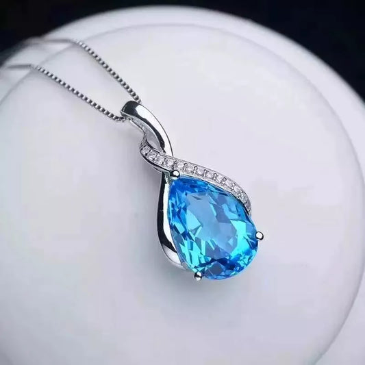 Elegant Blue Crystal Pendant Necklace – 925 Sterling Silver  Women's Jewellery UK  Gift for Her