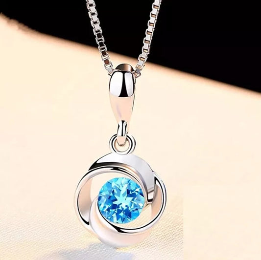 Blue Crystal Swirl Pendant Necklace