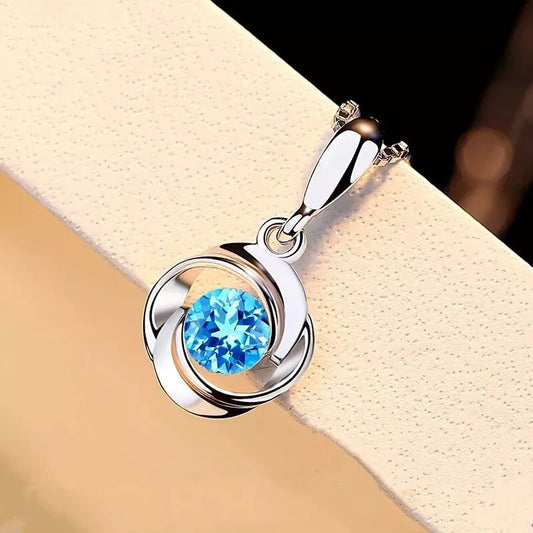 Blue Crystal Swirl Pendant Necklace