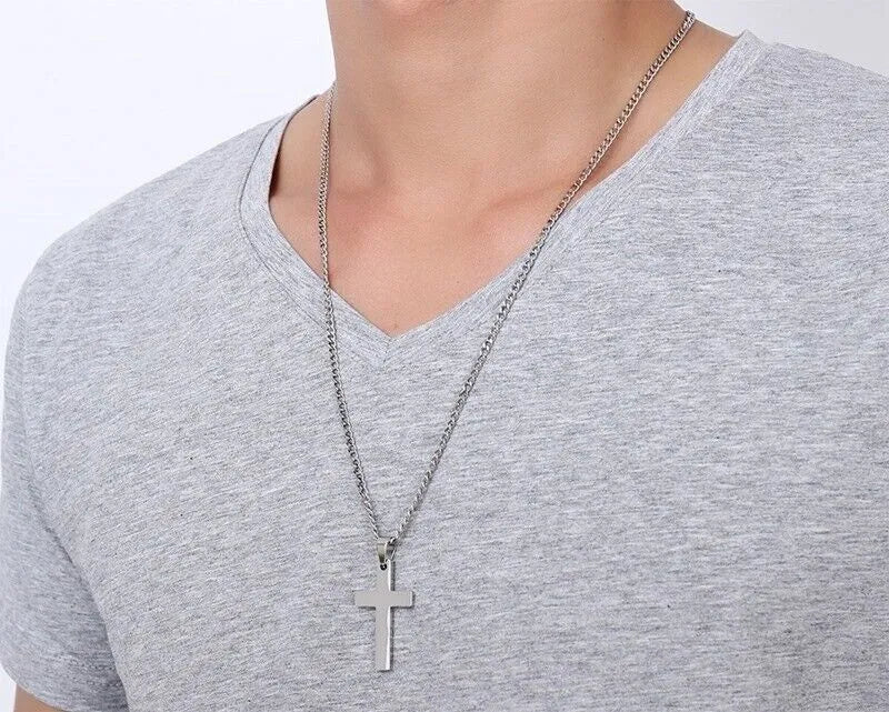 Stainless Steel Jesus Cross Necklace | Christian Jewelry | Unisex Pendant