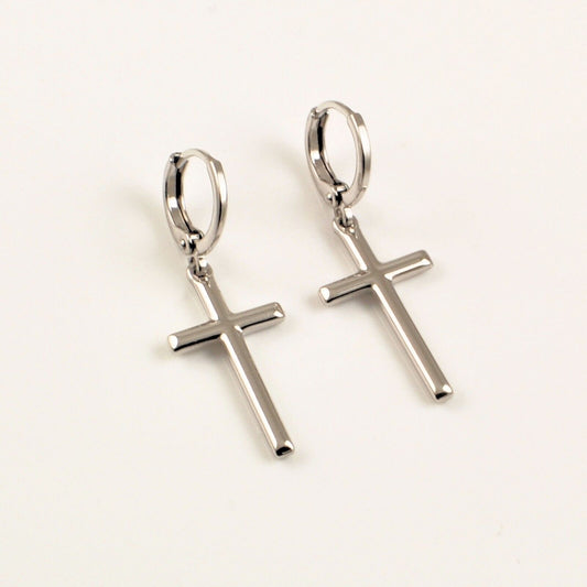 Christian Religious Cross Dangle Drop Earrings
