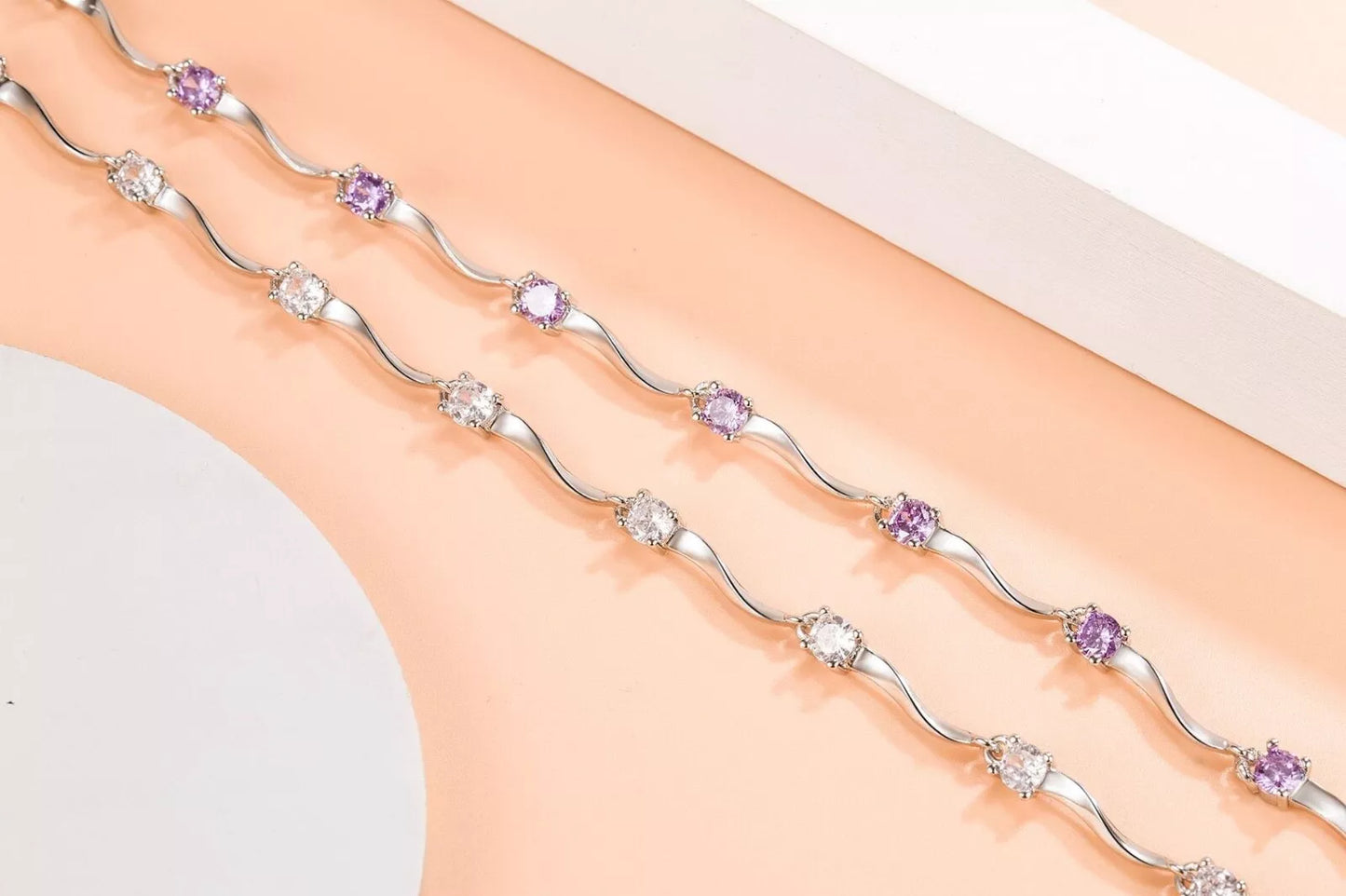 Classic Crystal Charm Bracelet | 925 Sterling Silver | Adjustable Length