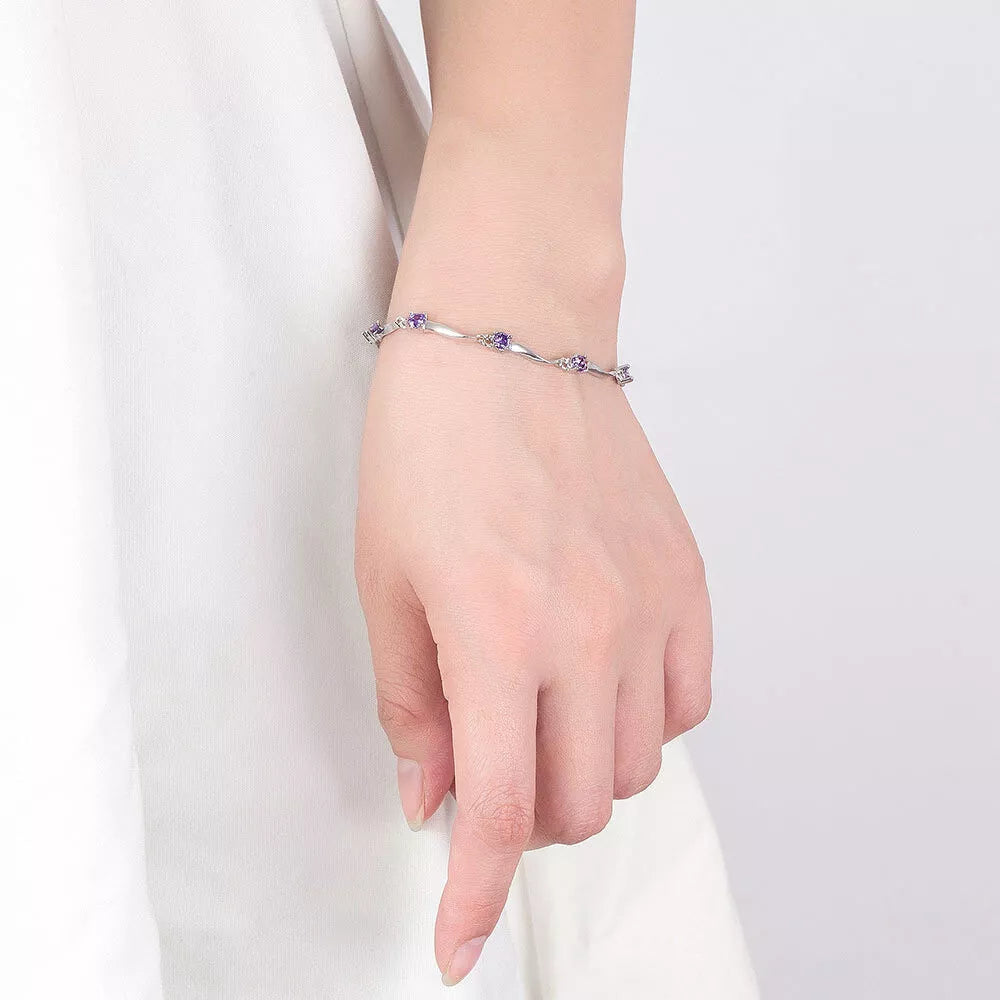 Classic Crystal Charm Bracelet | 925 Sterling Silver | Adjustable Length
