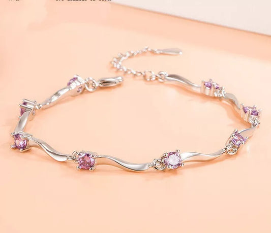 Classic Crystal Charm Bracelet | 925 Sterling Silver | Adjustable Length