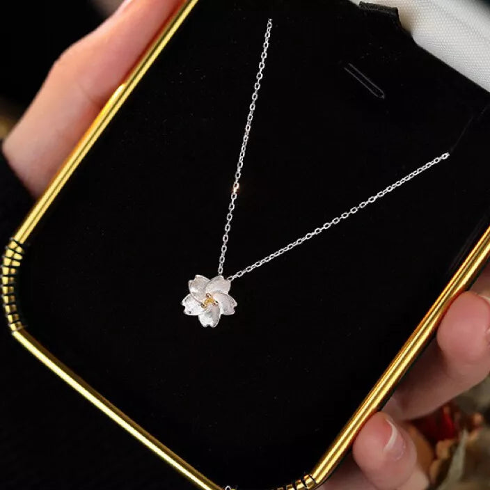 Lovely Flower Necklace and Stud Earrings Set for Women