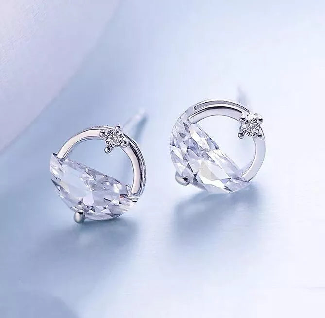925 Sterling Silver Crystal Circle Stud Earrings – Women's Designer Jewellery Gift UK